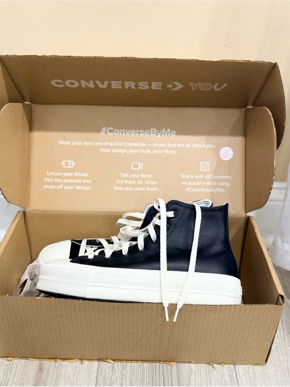 Converse By You Custom Leather Platform High Top Sneakers